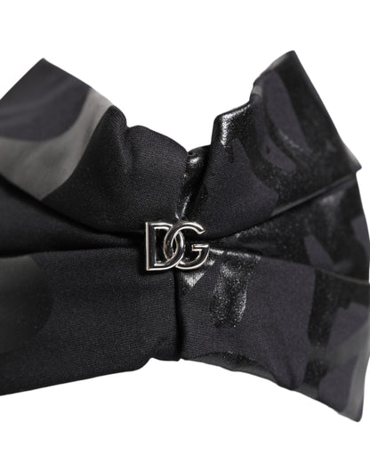 Dolce &amp; Gabbana – Schwarze Nylon-Stretch-Mütze mit DG-Logo