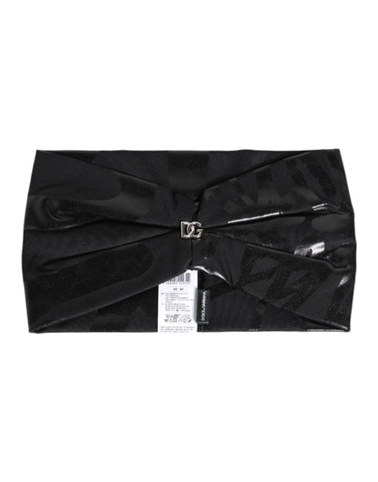 Dolce &amp; Gabbana – Schwarze Nylon-Stretch-Mütze mit DG-Logo