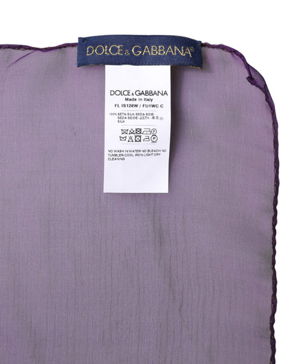 Dolce &amp; Gabbana Purple Silk Rectangle Wrap Shawl Scarf