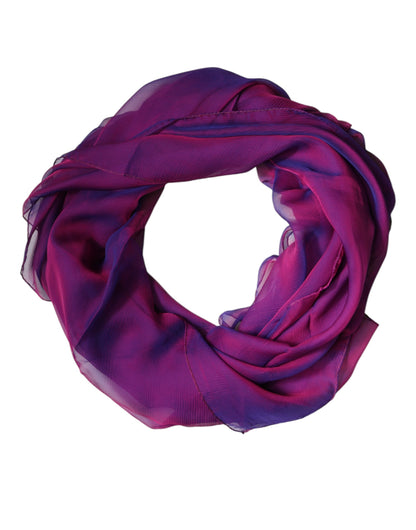 Dolce &amp; Gabbana Purple Silk Rectangle Wrap Shawl Scarf