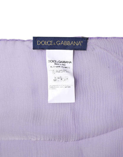 Dolce &amp; Gabbana Purple Silk Rectangle Wrap Shawl Scarf