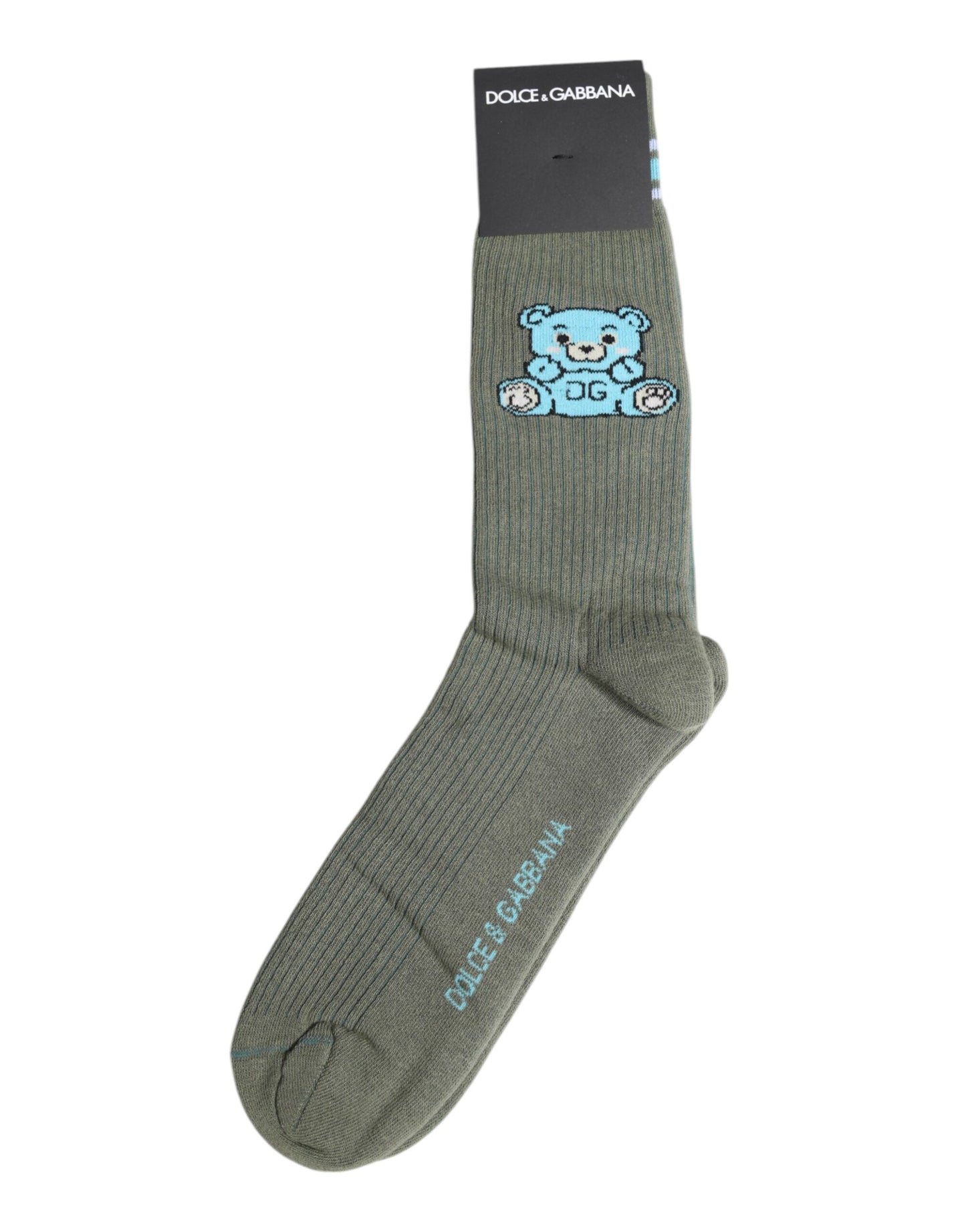 Dolce &amp; Gabbana Gray Cotton DG Bear Mid Calf Socks