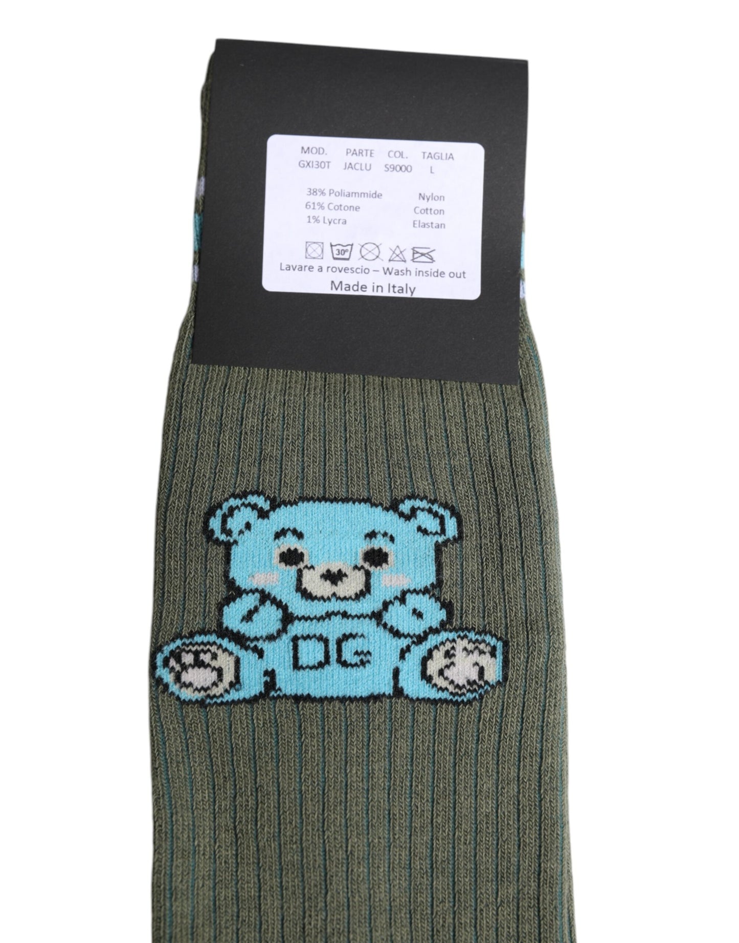 Dolce &amp; Gabbana Gray Cotton DG Bear Mid Calf Socks