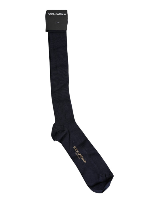 Dolce &amp; Gabbana Black Viscose Logo Over The Calf Socks