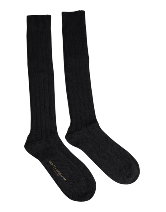 Dolce &amp; Gabbana Black DG Logo Print Over The Calf Socks
