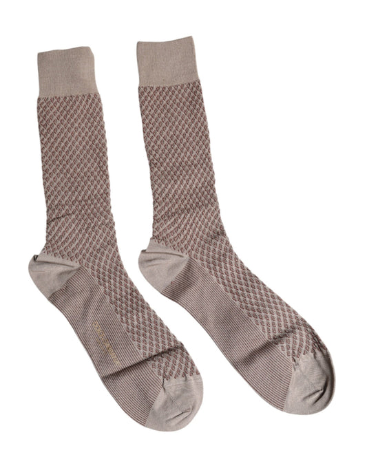 Dolce &amp; Gabbana Brown Solid DG Logo Mid Calf Men Socks