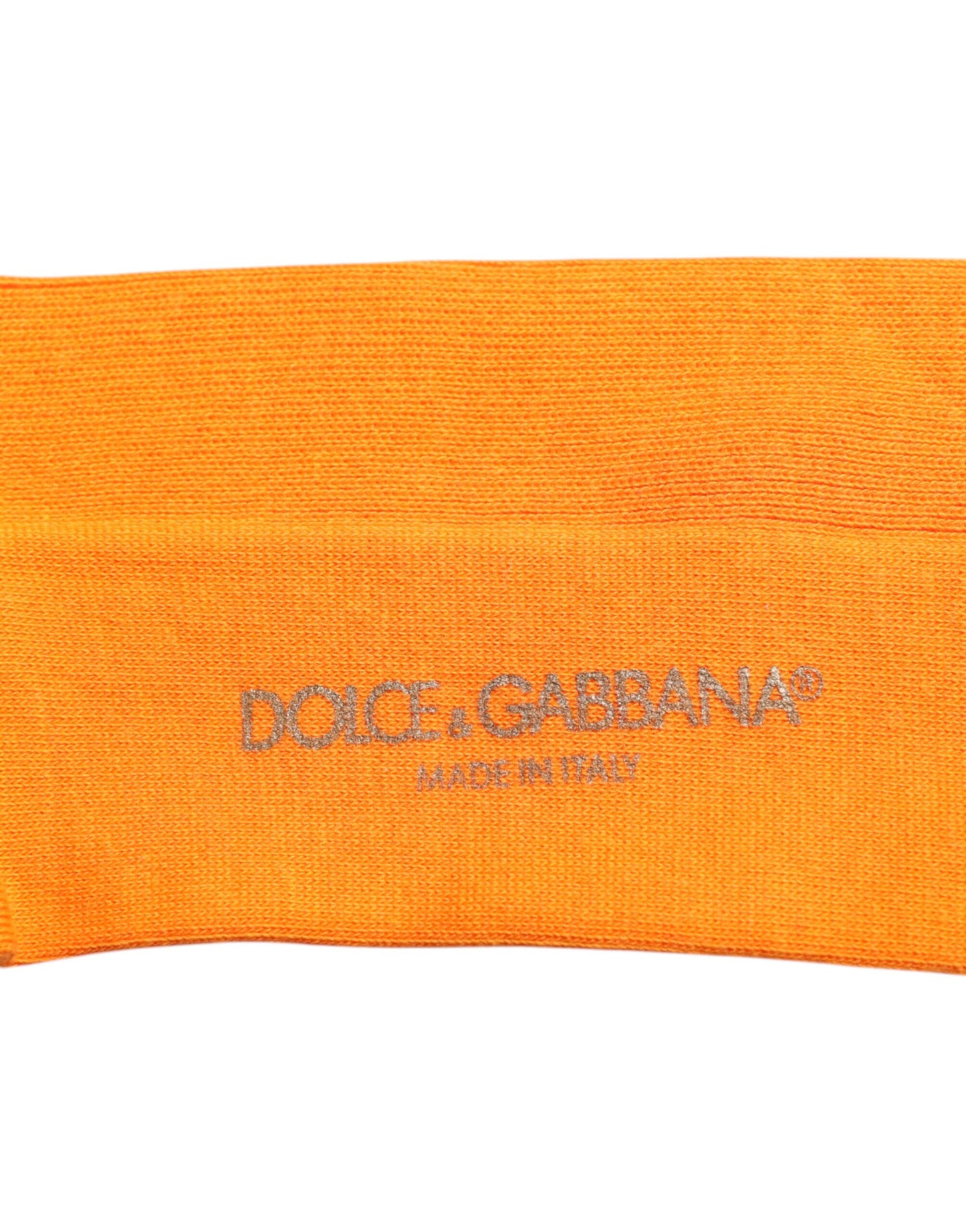 Dolce &amp; Gabbana Orange Cotton Logo Over The Calf Socks