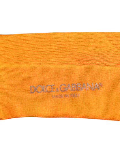 Dolce &amp; Gabbana Orange Cotton Logo Over The Calf Socks