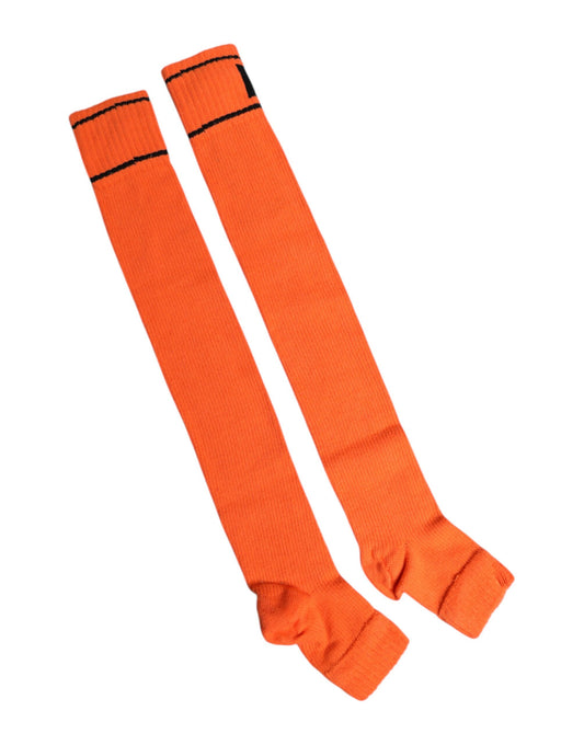 Dolce &amp; Gabbana Orange Cotton DG Logo Print Open Toe Socks