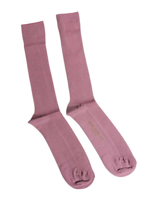Dolce &amp; Gabbana Rose Pink Cotton Over The Calf Socks