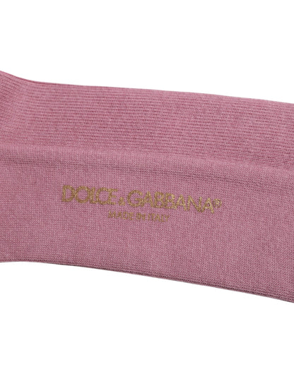 Dolce &amp; Gabbana Rose Pink Cotton Over The Calf Socks