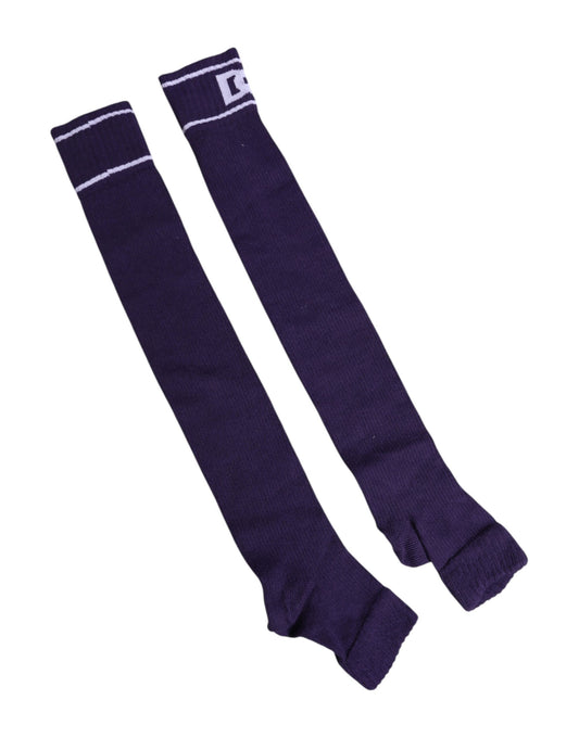 Dolce &amp; Gabbana – Lilafarbene Socken aus Baumwolle mit offenem Zehenbereich und DG-Logodruck