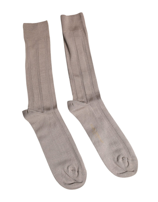 Dolce &amp; Gabbana – Wadenstrümpfe aus brauner Baumwolle mit Stretch-Logo