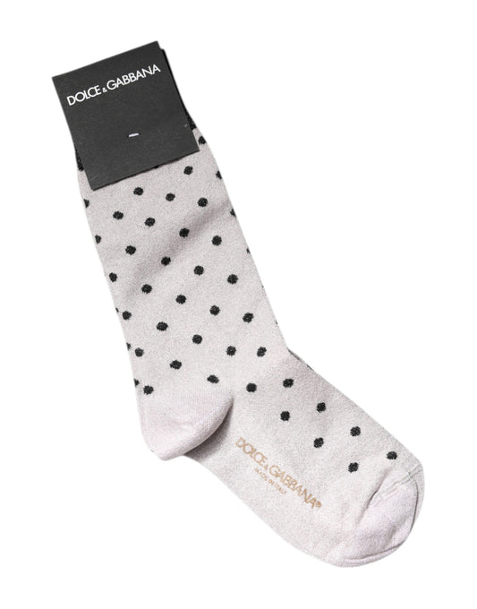 Dolce &amp; Gabbana Graue Viskose-Stretch-Socken mit Punkten