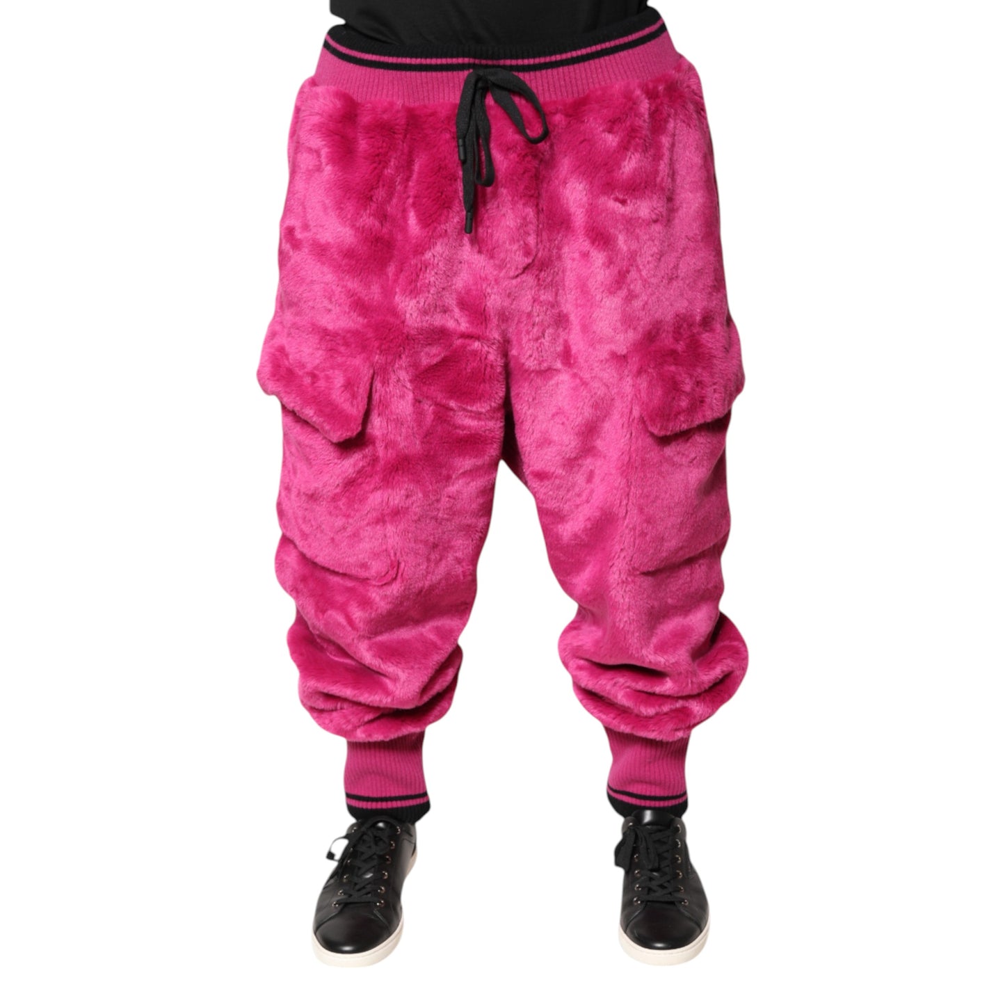 Dolce &amp; Gabbana Pink Acrylic Cargo Jogging Sweatpants Pants