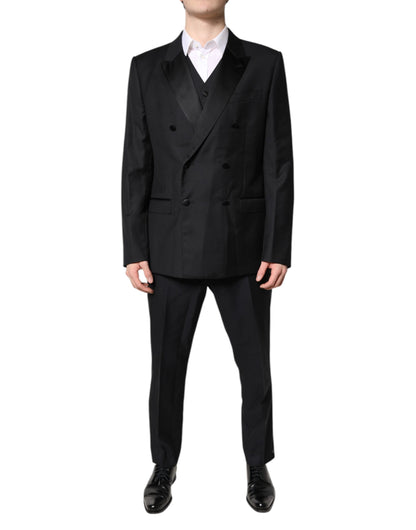 Dolce &amp; Gabbana – Schwarzer, zweireihiger, formeller 3-teiliger Anzug