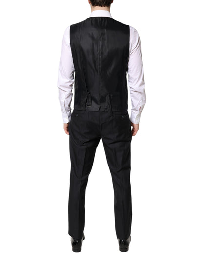 Dolce &amp; Gabbana – Schwarzer, zweireihiger, formeller 3-teiliger Anzug
