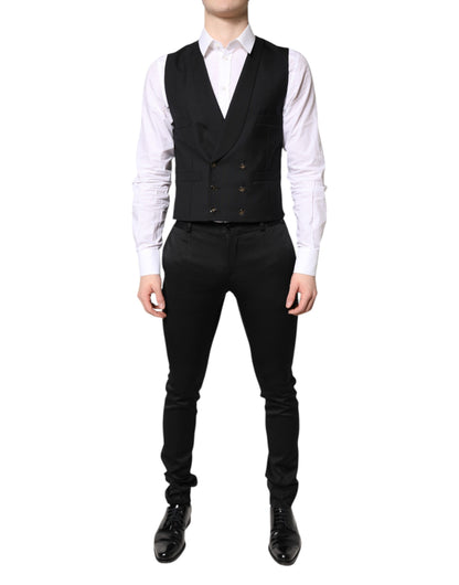 Dolce &amp; Gabbana – Schwarzer, einreihiger, formeller Blazer mit Weste