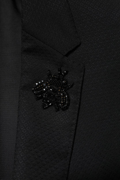 Dolce &amp; Gabbana – Schwarzer, einreihiger, zweiteiliger Anzug aus Wolle