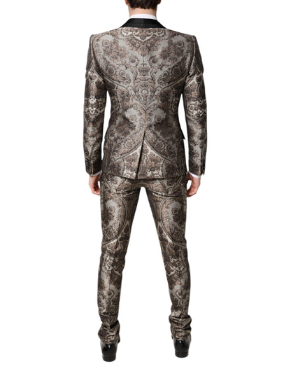 Dolce &amp; Gabbana – Mehrfarbiger, einreihiger, dreiteiliger Jacquard-Anzug