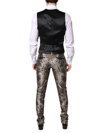 Dolce &amp; Gabbana – Mehrfarbiger, einreihiger, dreiteiliger Jacquard-Anzug