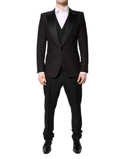 Dolce &amp; Gabbana – Schwarzer, einreihiger, formeller 3-teiliger Anzug