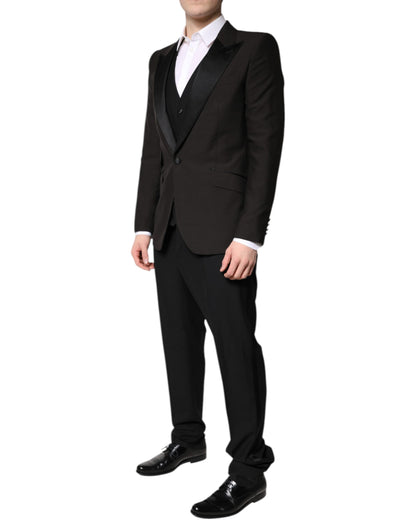 Dolce &amp; Gabbana – Schwarzer, einreihiger, formeller 3-teiliger Anzug
