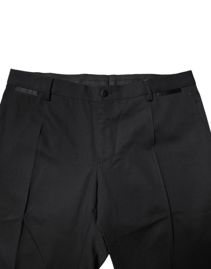 Dolce &amp; Gabbana – Schwarzer, einreihiger, zweiteiliger Anzug aus Wolle