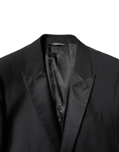 Dolce &amp; Gabbana – Schwarzer, einreihiger, zweiteiliger Anzug aus Wolle