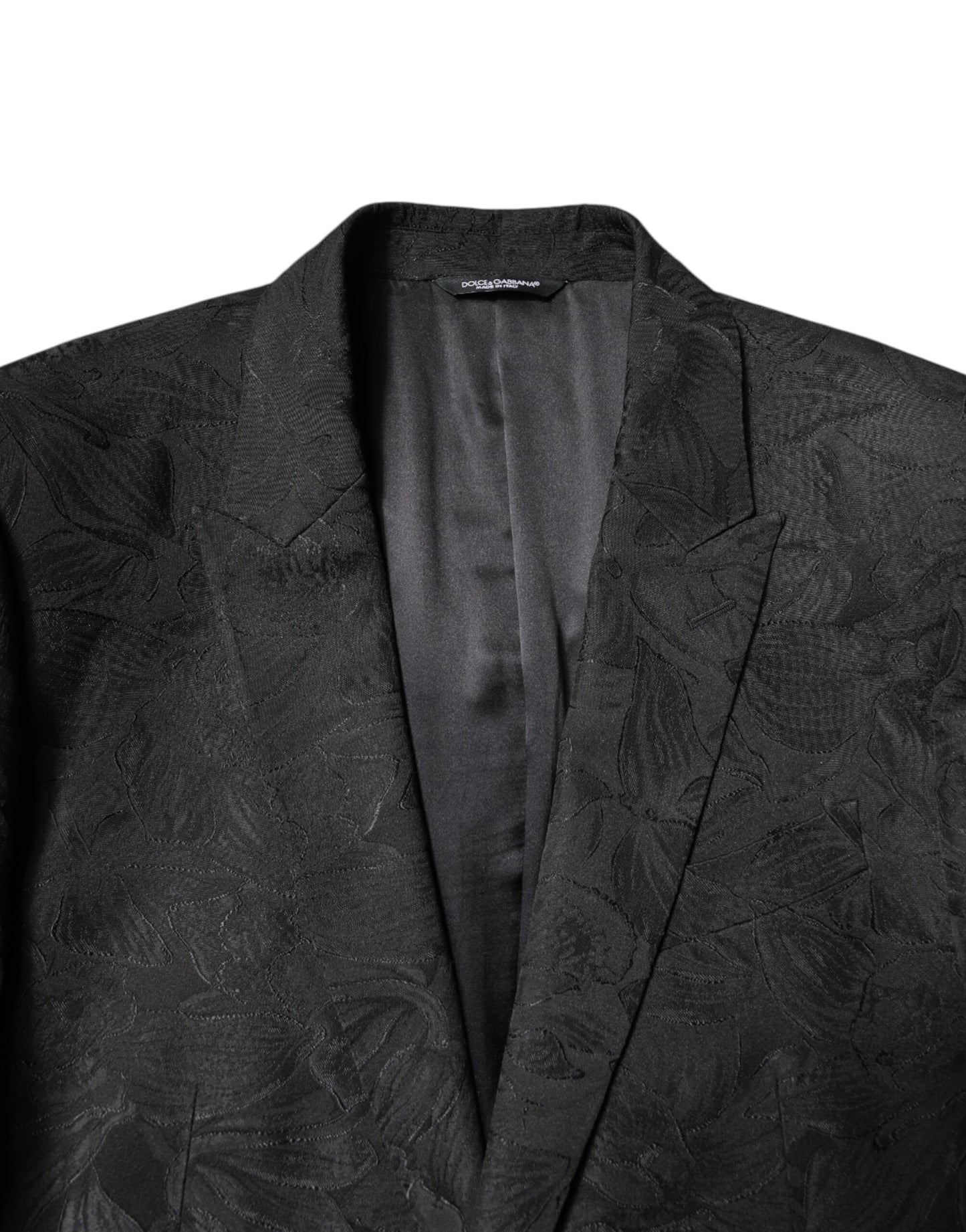 Dolce &amp; Gabbana Black Polyester Floral Jacquard 2 Piece Suit