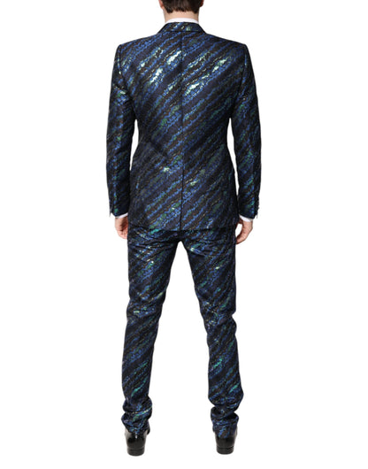 Dolce &amp; Gabbana – Mehrfarbiger 2-teiliger Anzug aus Polyester-Jacquard