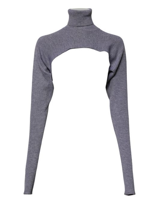 Dolce &amp; Gabbana – Grauer Rollkragenpullover aus Wollstrick