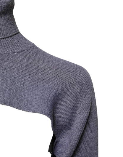 Dolce &amp; Gabbana – Grauer Rollkragenpullover aus Wollstrick