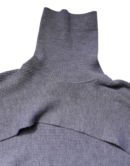 Dolce &amp; Gabbana – Grauer Rollkragenpullover aus Wollstrick