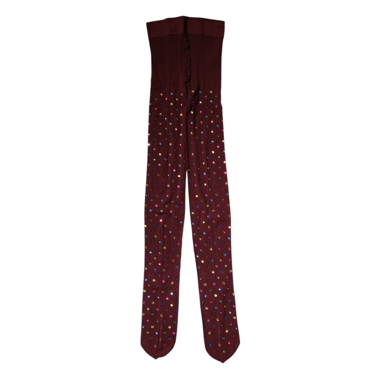 Dolce &amp; Gabbana – Kastanienbraune Nylon-Strumpfhose mit Kristallverzierung