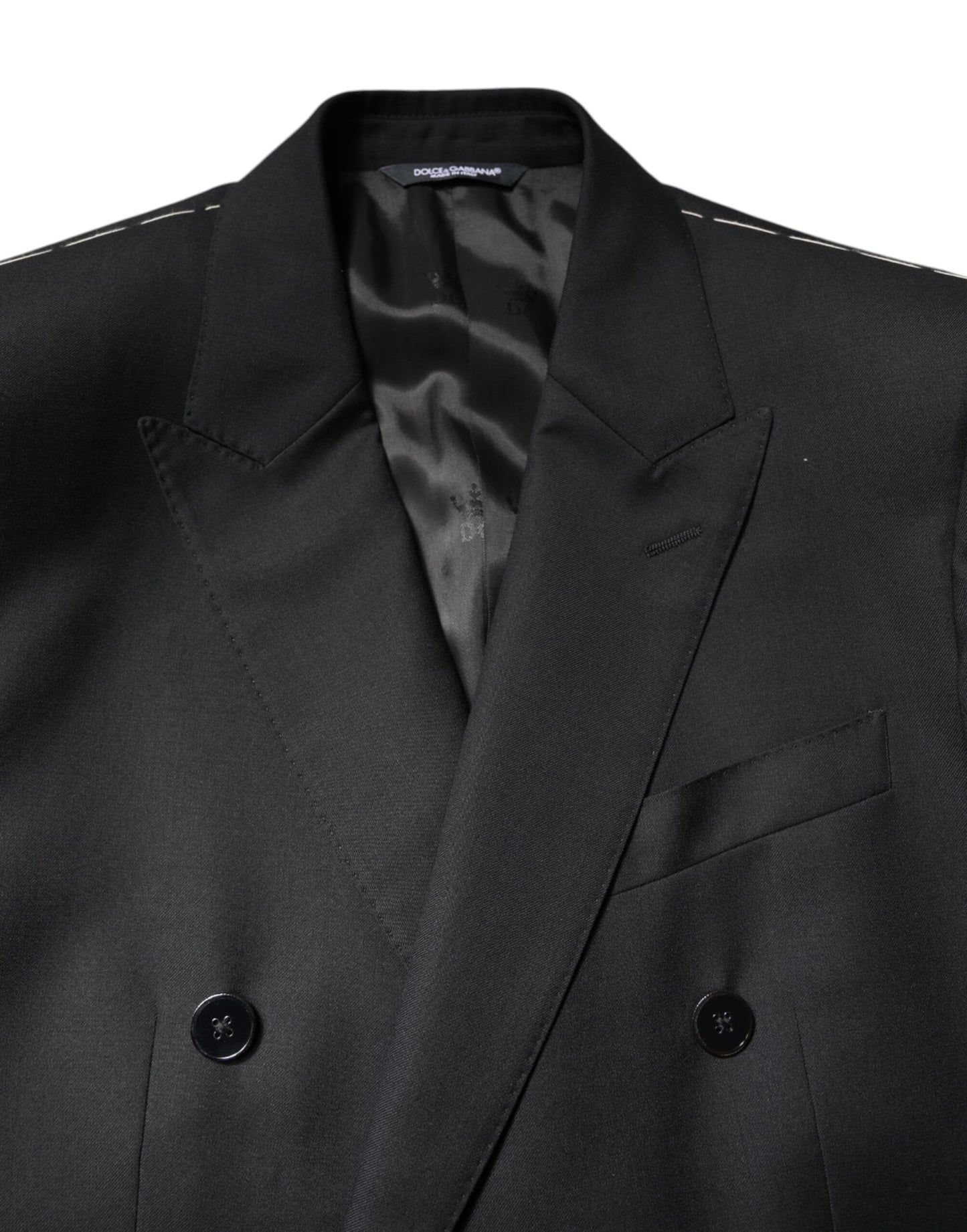 Dolce &amp; Gabbana Schwarzer MARTINI Zweireihiger Mantelblazer