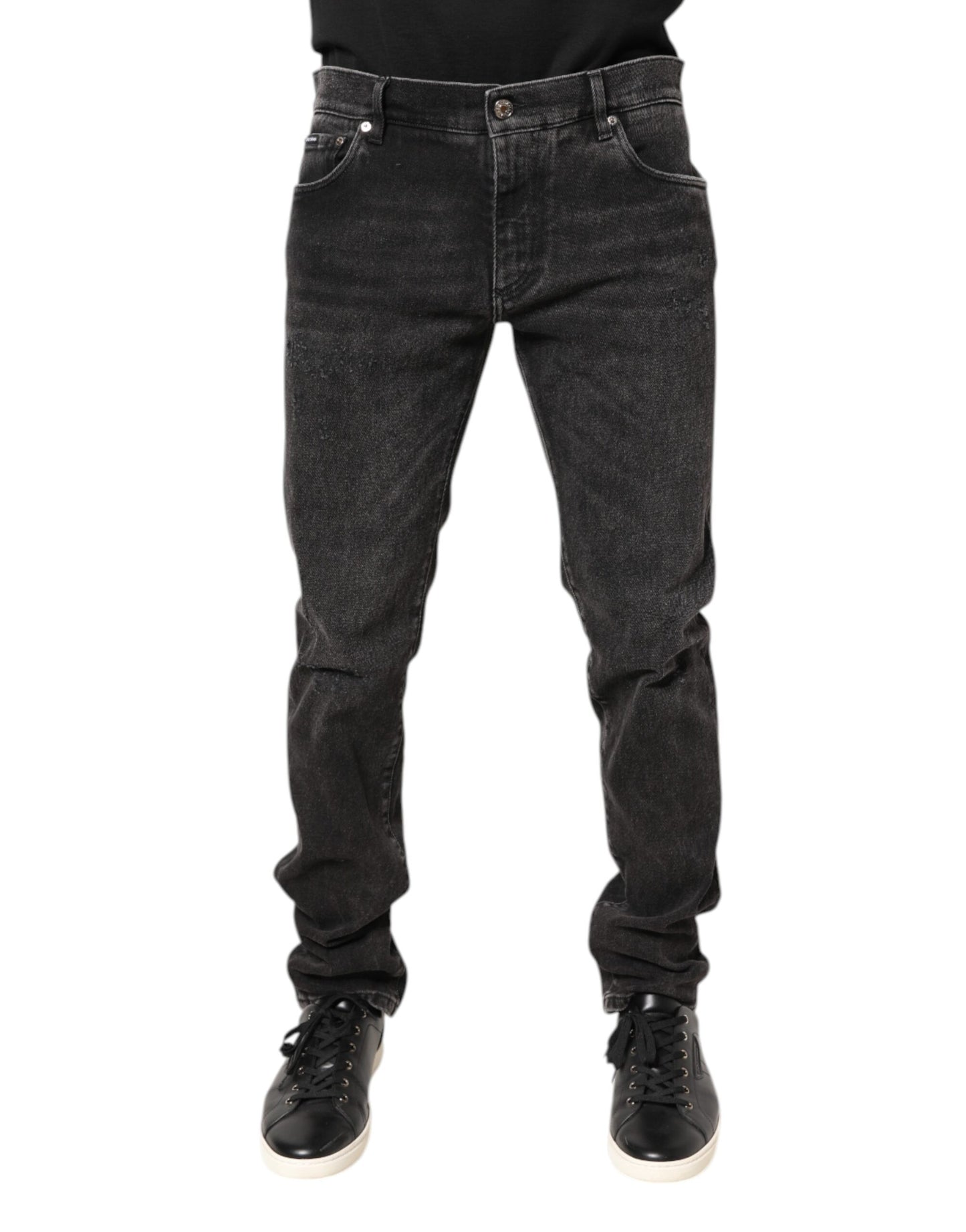 Dolce &amp; Gabbana Gray Washed Cotton Skinny Denim Jeans
