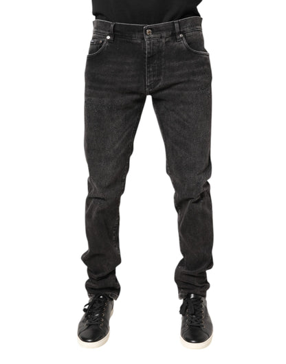 Dolce &amp; Gabbana Gray Washed Cotton Skinny Denim Jeans