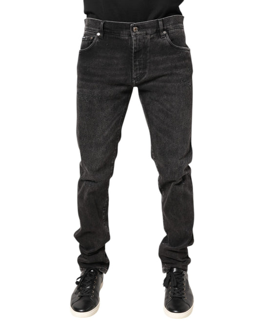 Dolce &amp; Gabbana Gray Washed Cotton Skinny Denim Jeans