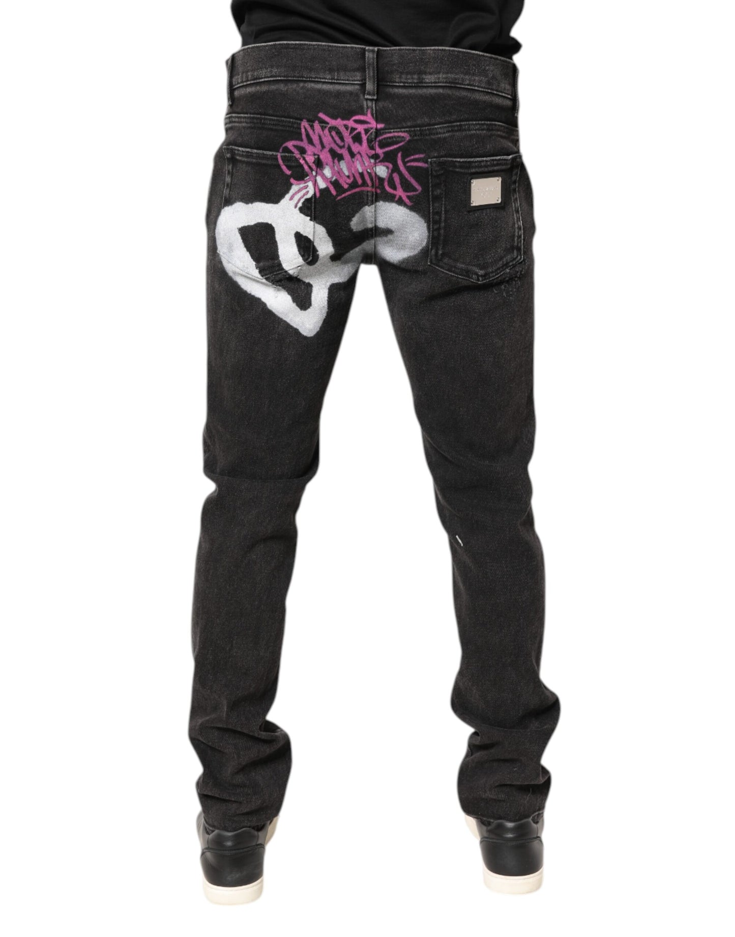 Dolce &amp; Gabbana Gray Washed Cotton Skinny Denim Jeans