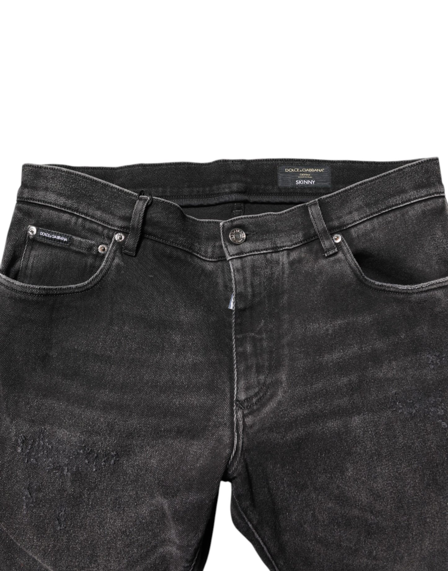 Dolce &amp; Gabbana Gray Washed Cotton Skinny Denim Jeans