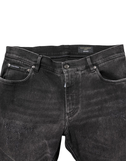 Dolce &amp; Gabbana Gray Washed Cotton Skinny Denim Jeans