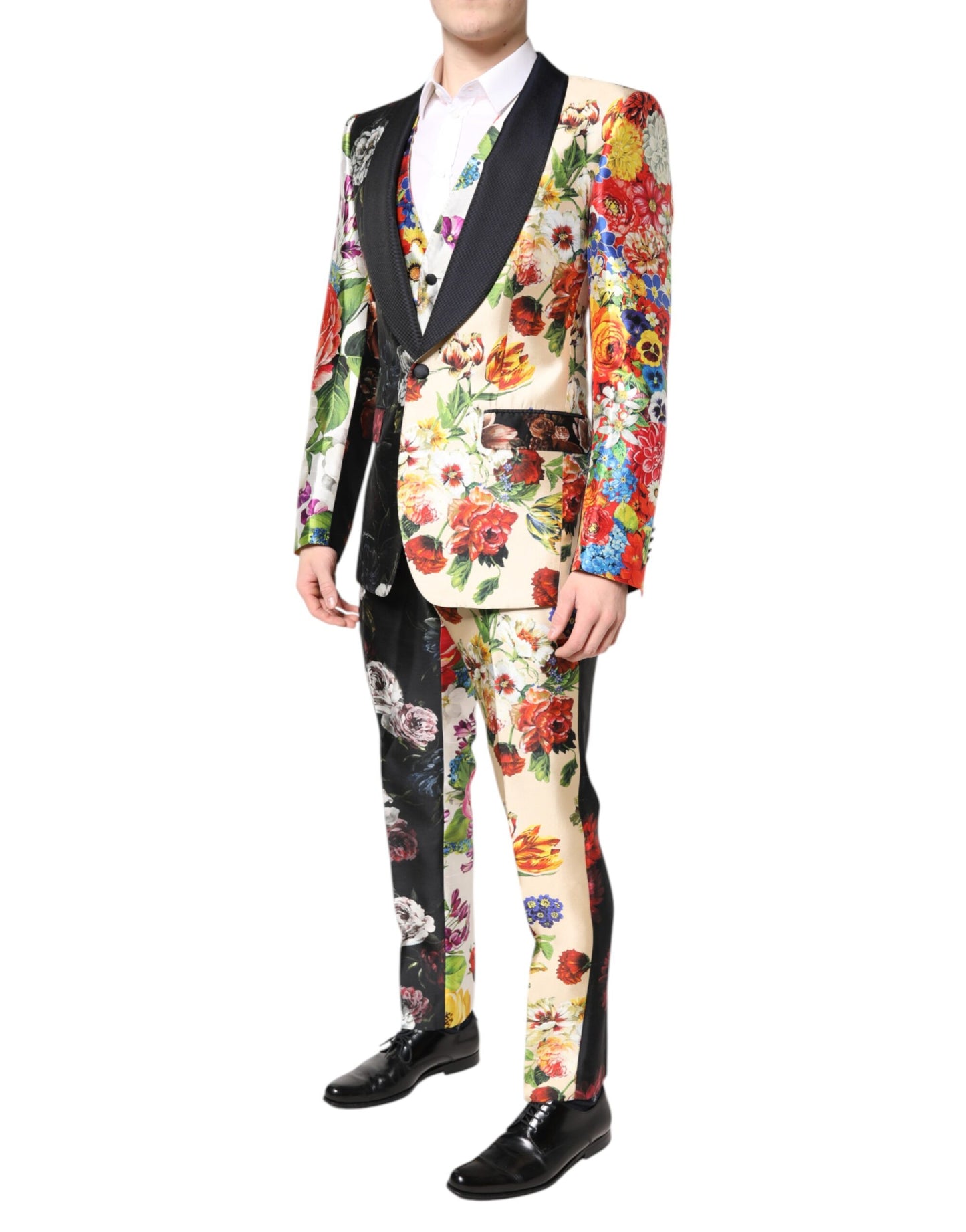 Dolce &amp; Gabbana – Dreiteiliger Anzug „SICILIA“ aus Seide mit mehrfarbigem Blumenmuster
