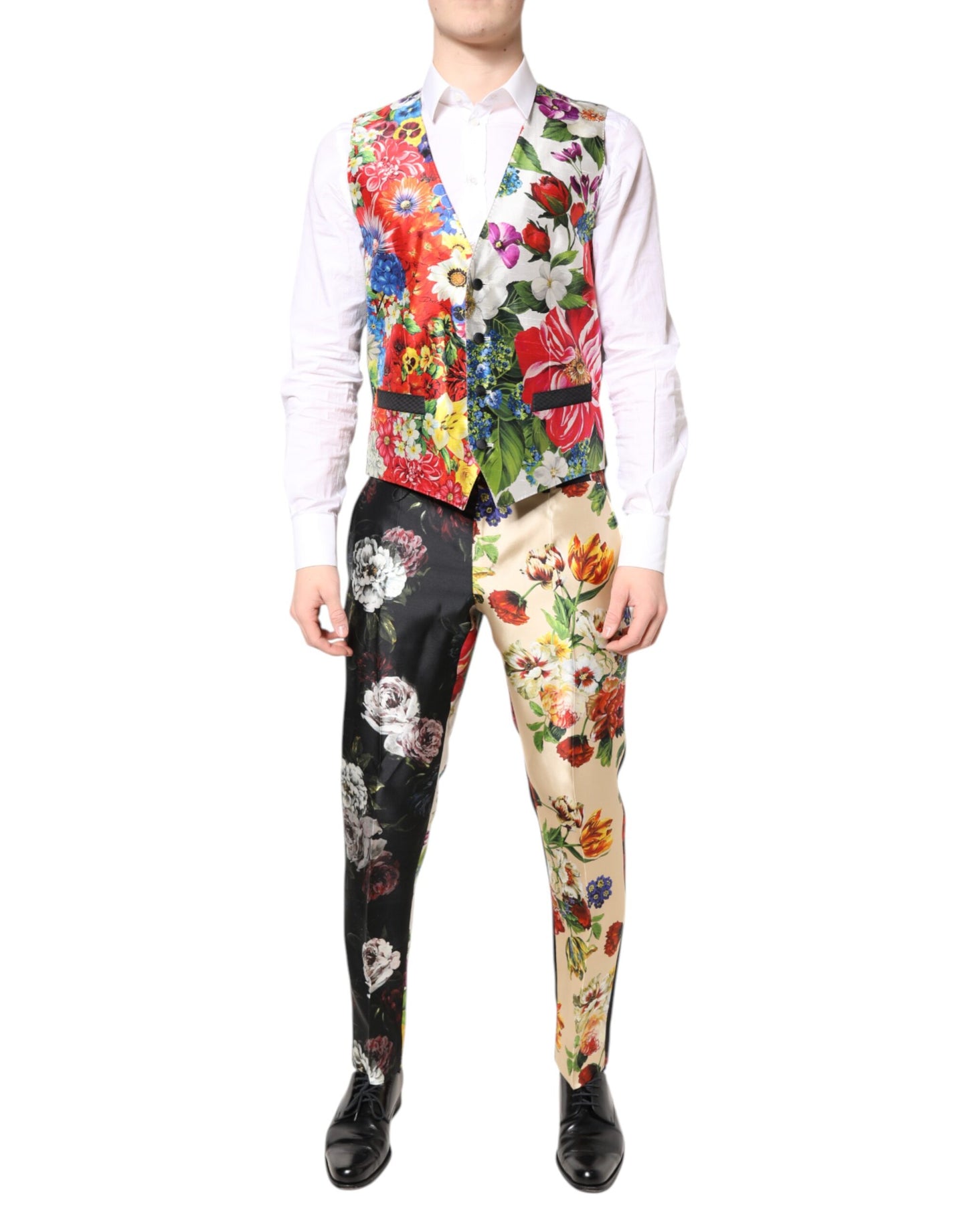 Dolce &amp; Gabbana – Dreiteiliger Anzug „SICILIA“ aus Seide mit mehrfarbigem Blumenmuster