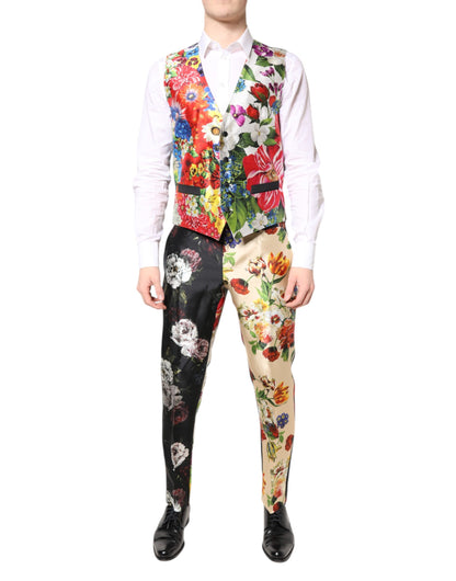 Dolce &amp; Gabbana – Dreiteiliger Anzug „SICILIA“ aus Seide mit mehrfarbigem Blumenmuster