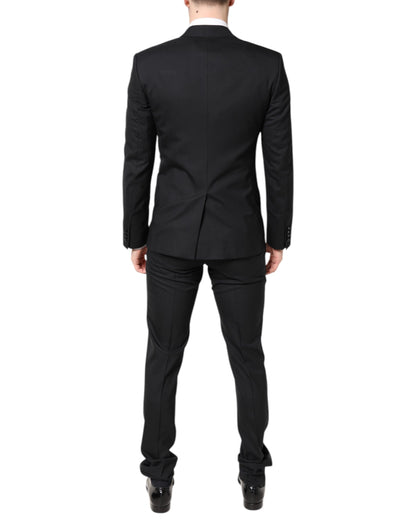 Dolce &amp; Gabbana – Schwarzer, einreihiger 3-teiliger Anzug aus Wolle