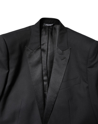 Dolce &amp; Gabbana – Schwarzer, einreihiger 3-teiliger Anzug aus Wolle