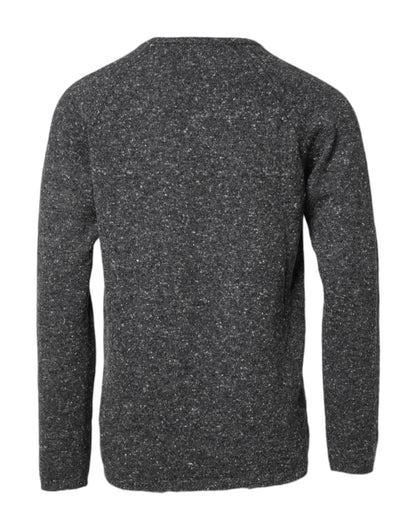 Dolce &amp; Gabbana Grauer Wollstrickpullover mit Rundhalsausschnitt