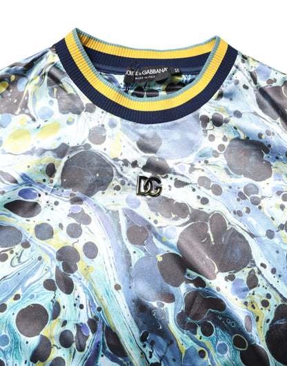 Dolce &amp; Gabbana Herrenpullover mit mehrfarbigem Marmordruck