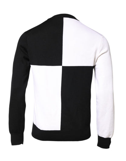 Dolce &amp; Gabbana – Schwarz-weißer Strickpullover mit Logo-Print